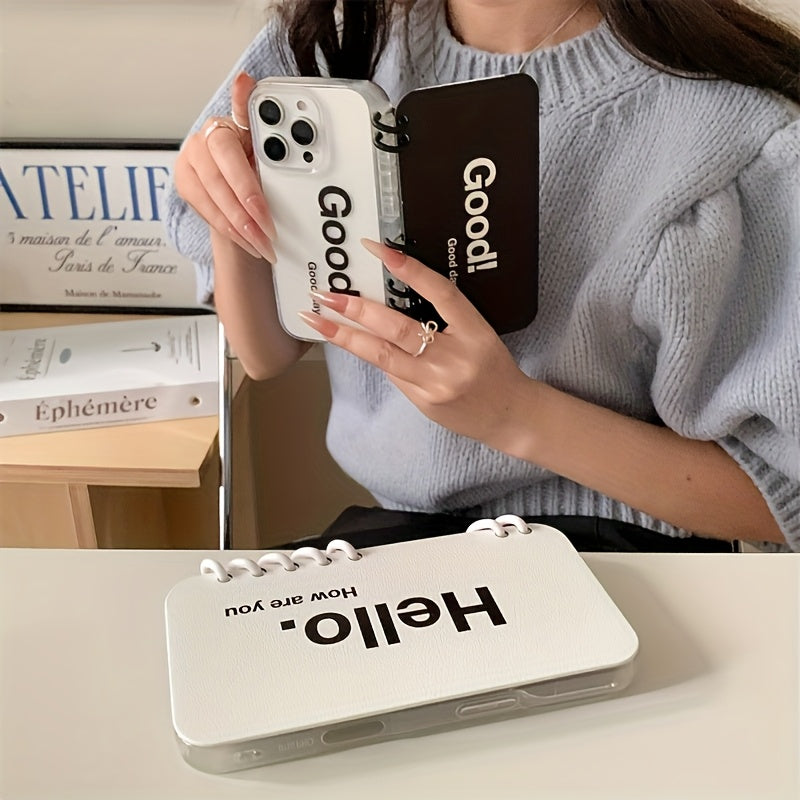 Creative Flip Notebook Style Phone Case for English Letters, Compatible with Iphone Models 16/16Plus/16Pro/16Promax/15/15Plus/15Promax/14/14Plus/14Pro/14Promax, 13/13Pro/13Promax, 12/12Pro/12Promax, 11/11Pro Max.